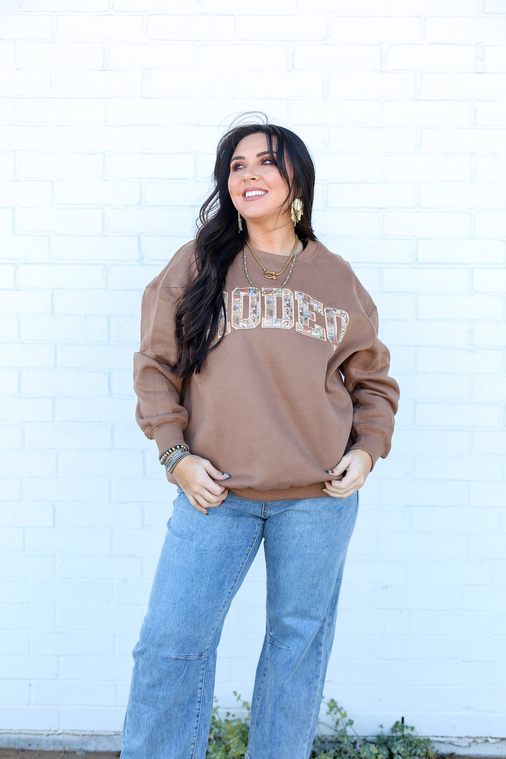 Patchwork Rodeo Brown Sweatshirt