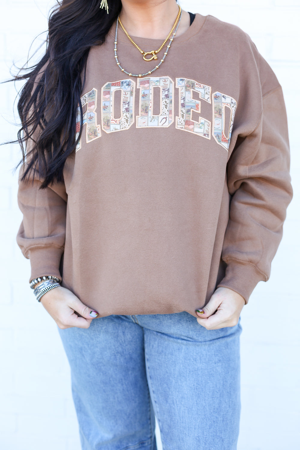 Patchwork Rodeo Brown Sweatshirt