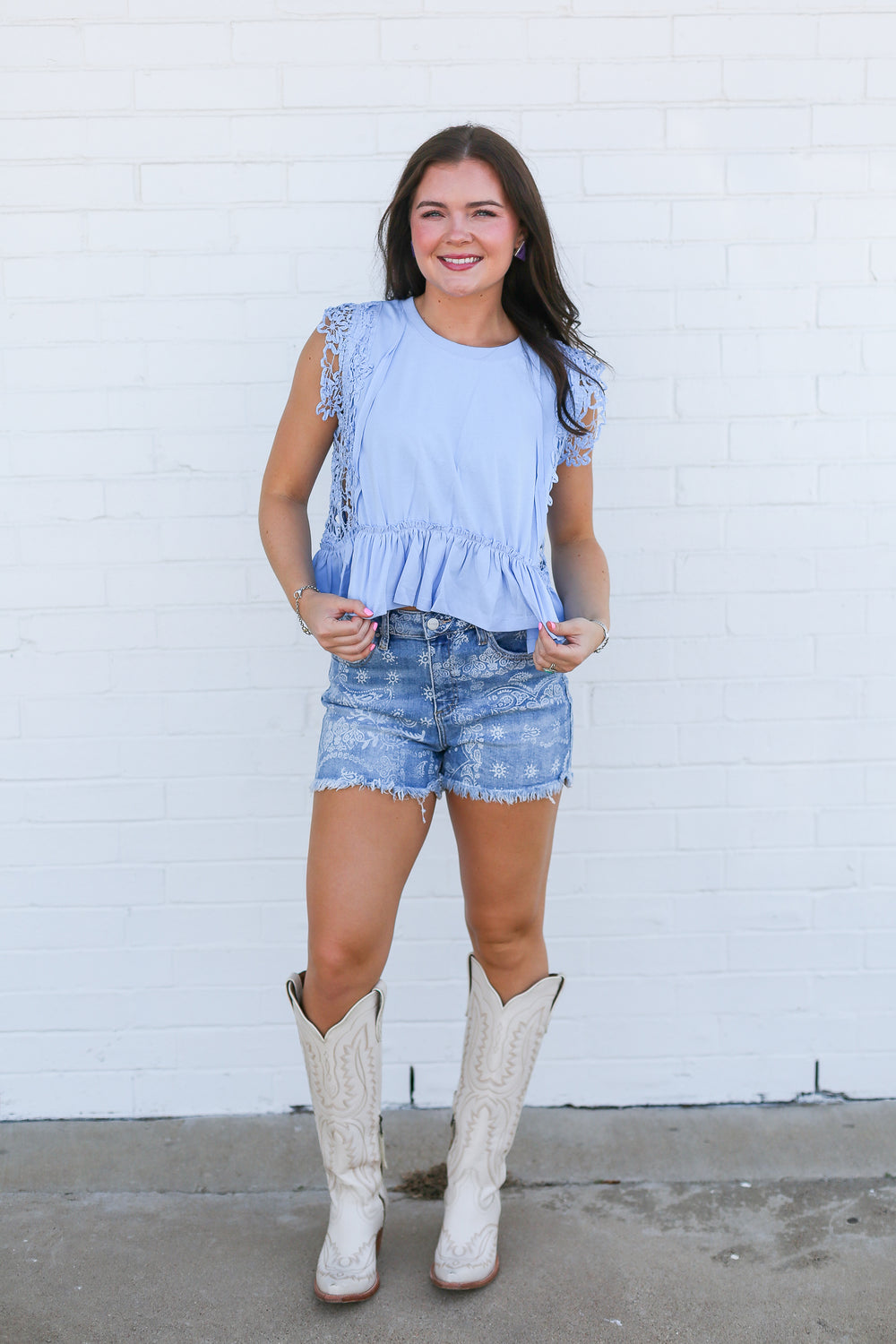 Periwinkle Lacey Ruffled Top