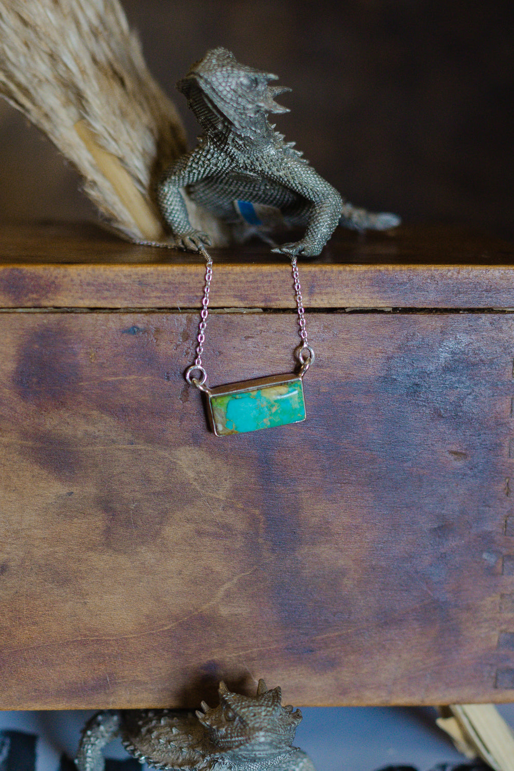 Petite Kingman Turquoise Bar Necklace