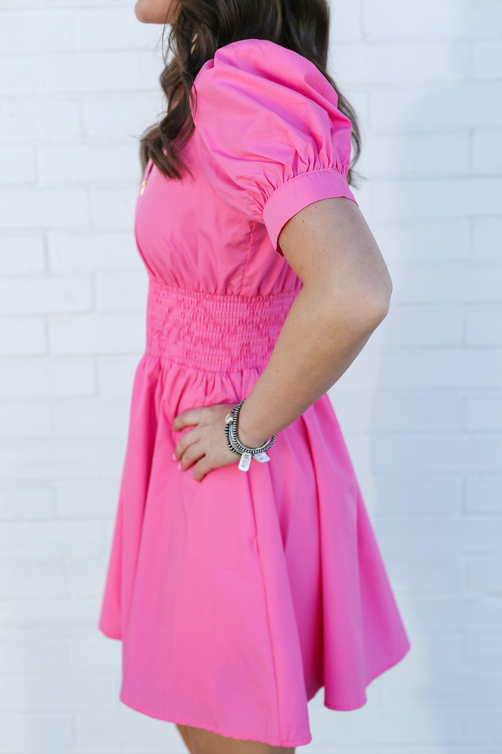 Pink Charlotte Puff Sleeve Mini Dress