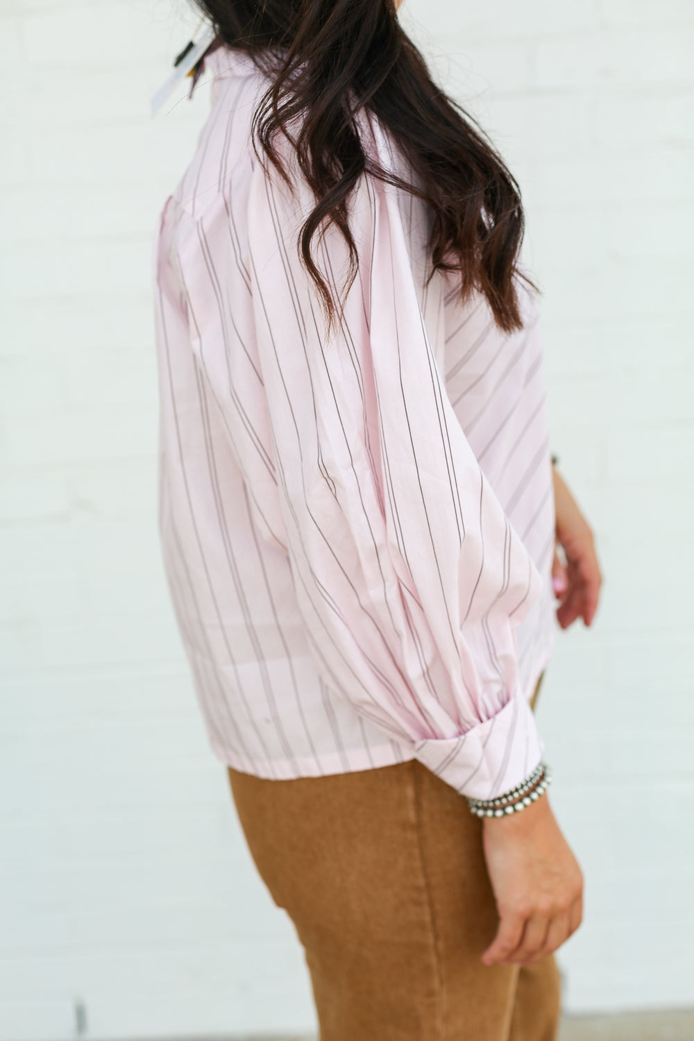 Pink Pinstripe Dolly Top