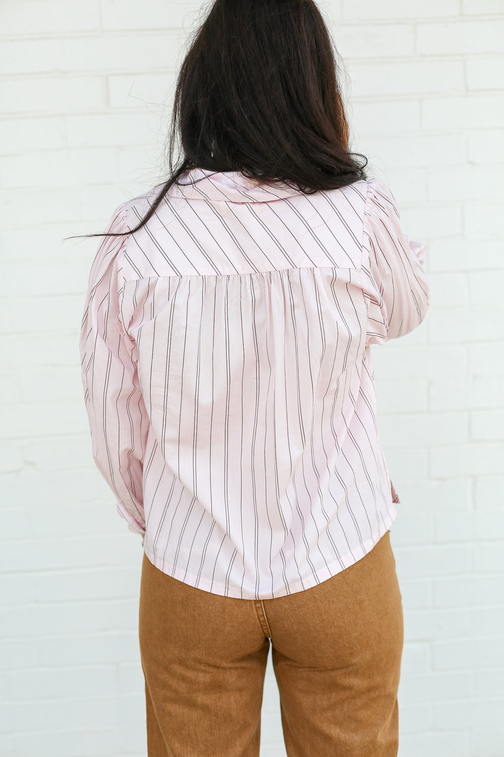 Pink Pinstripe Dolly Top