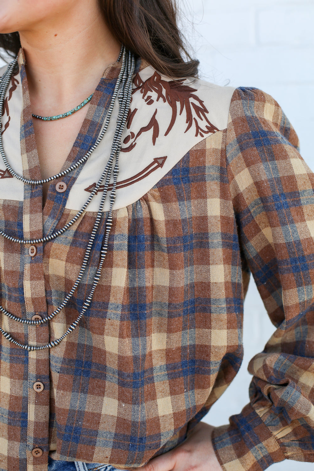 Plaid Horse Blouse