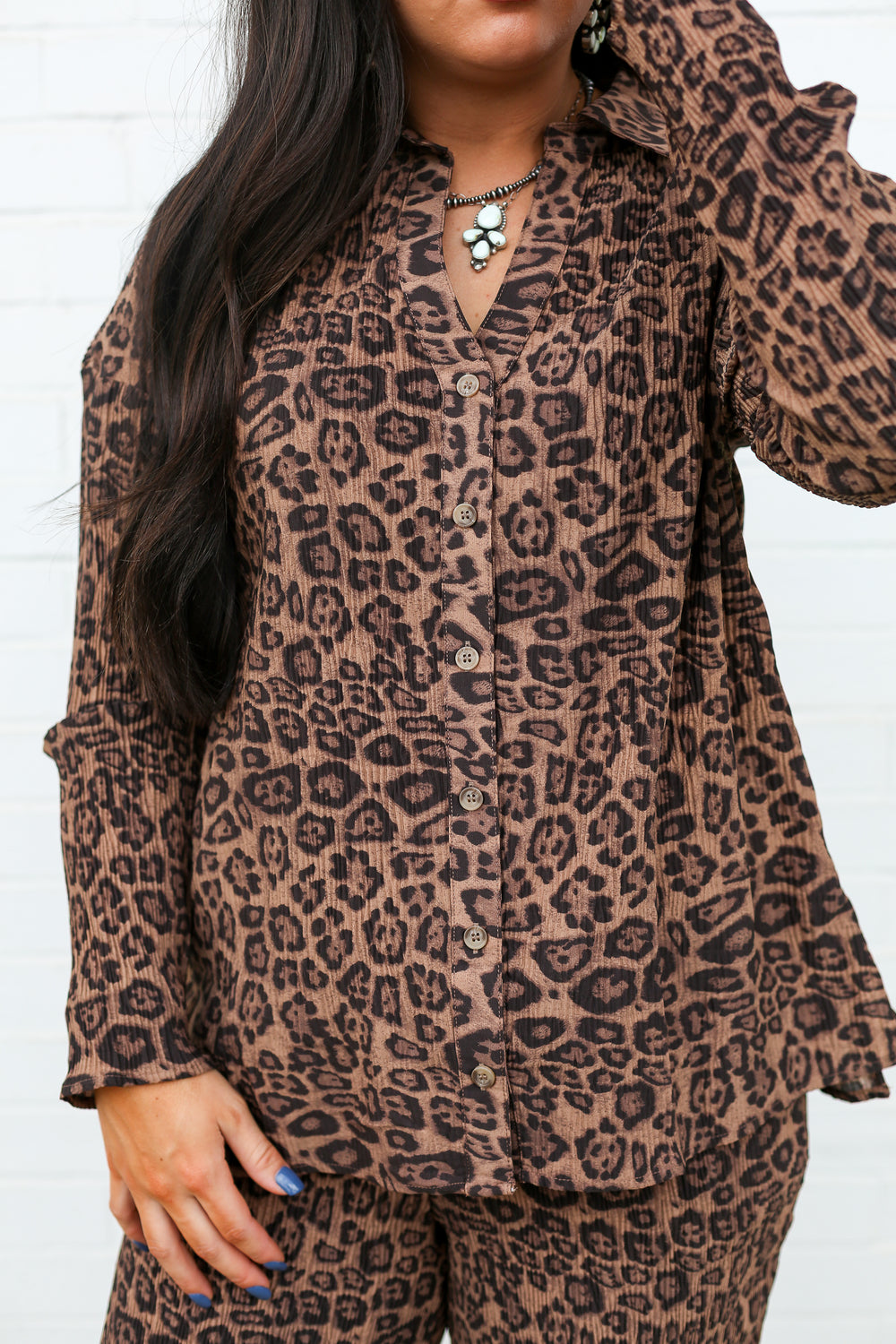 Pleated Leopard Print Set