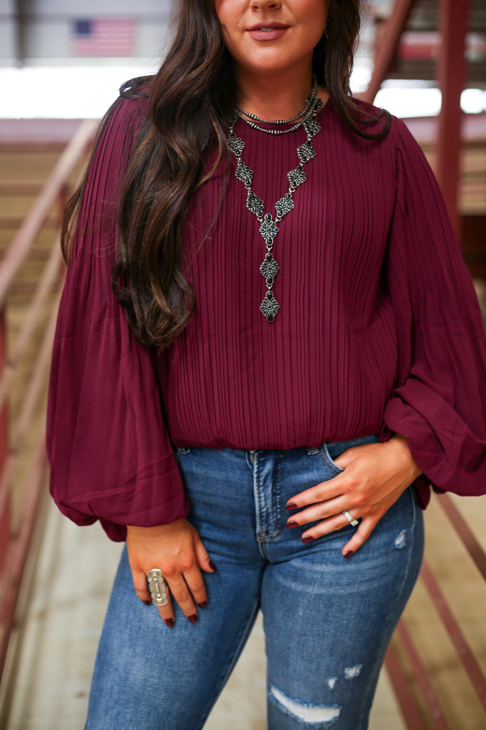 Plum Bubble Long Sleeve Top