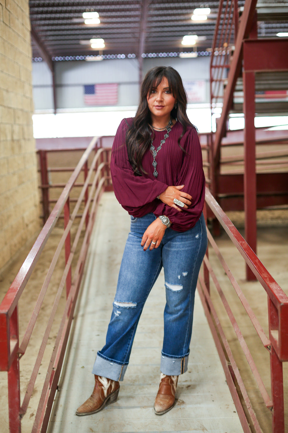 Plum Bubble Long Sleeve Top