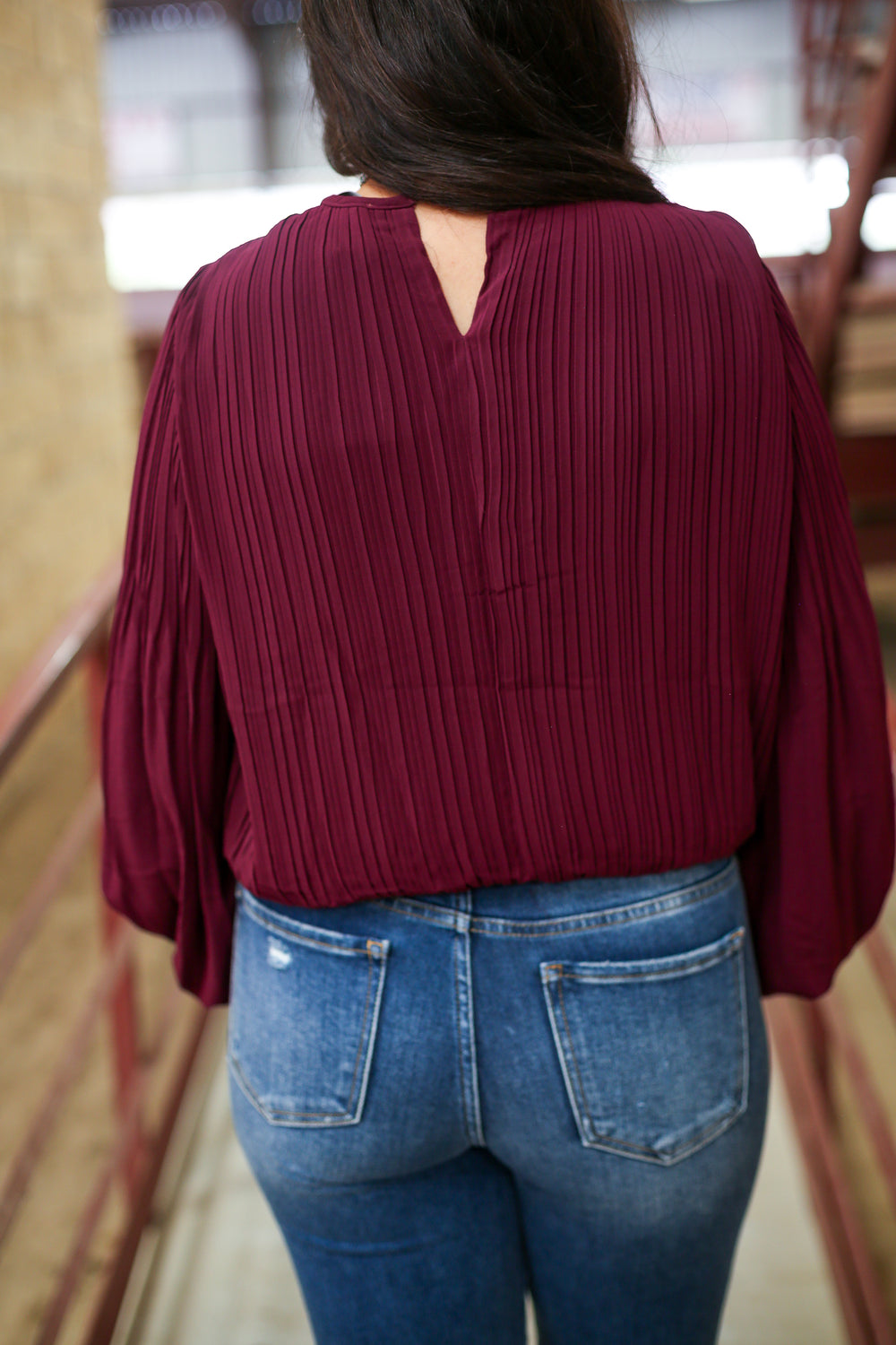 Plum Bubble Long Sleeve Top