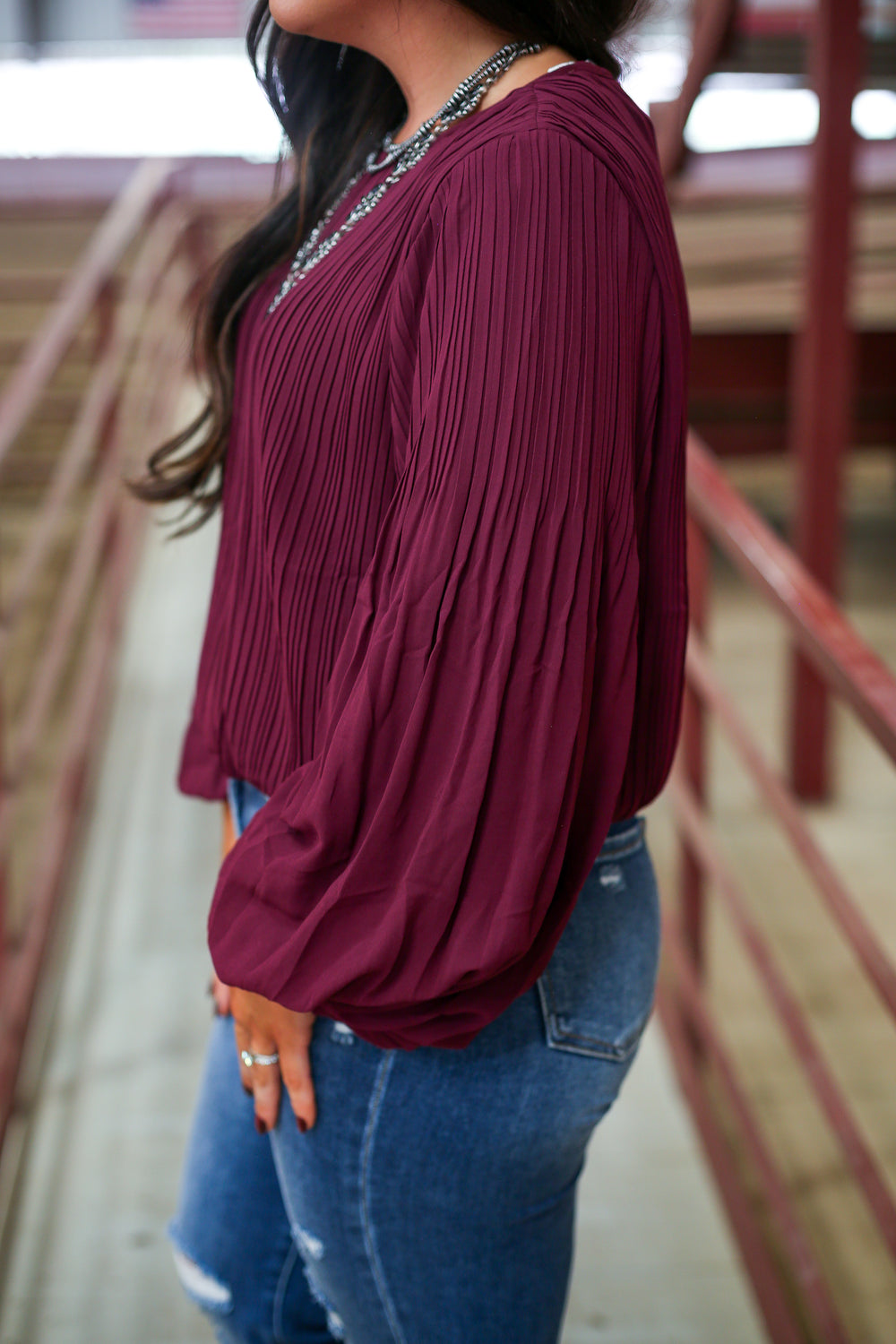 Plum Bubble Long Sleeve Top