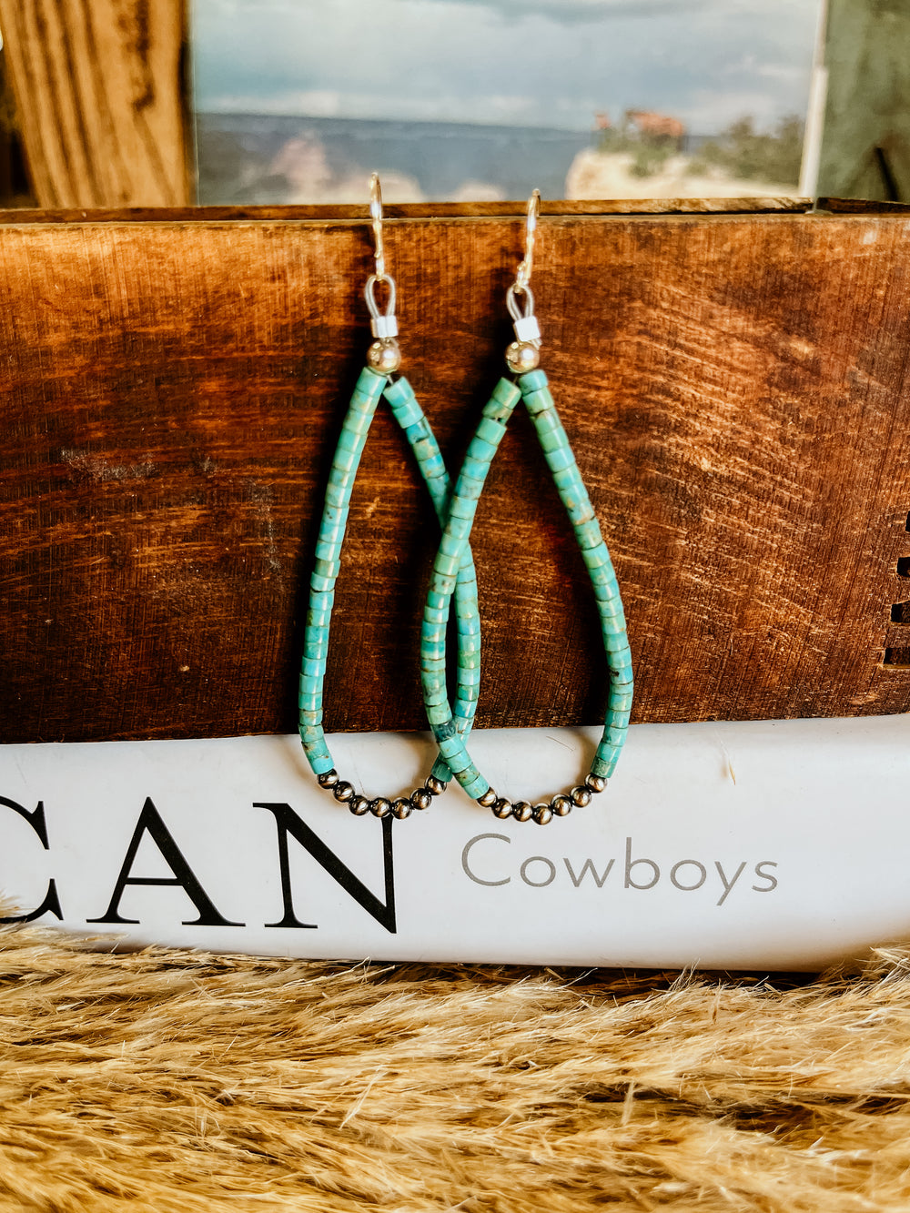 Poquito Rolled Turquoise Tear Drop Earrings