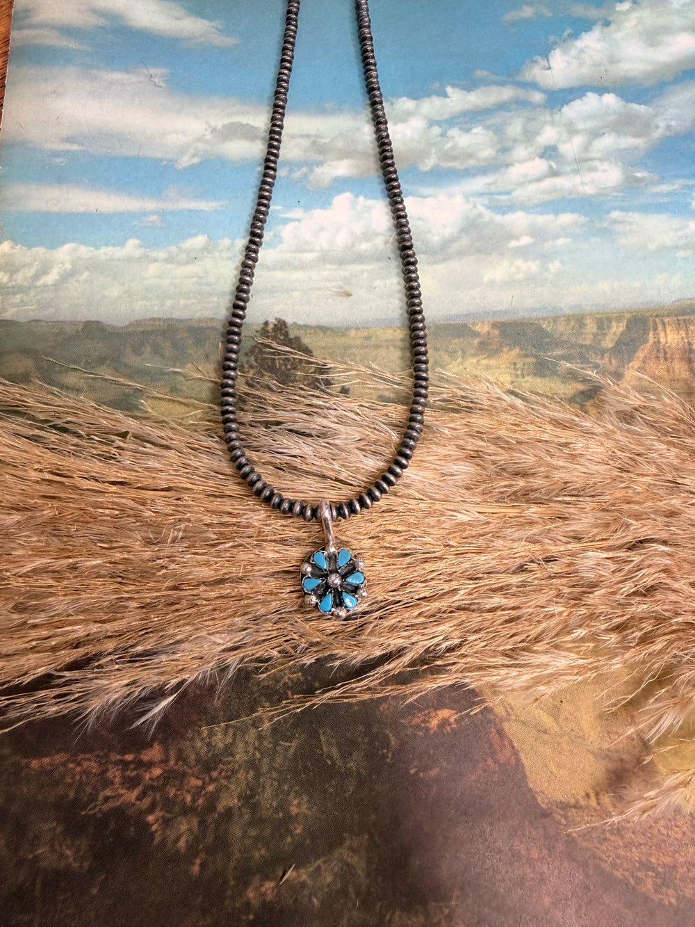 Prairie Flower Cluster Turquoise Pendant