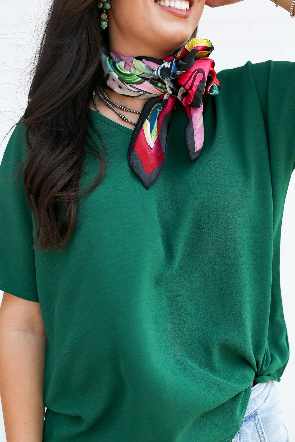 Green Vidalia V-Neck Top