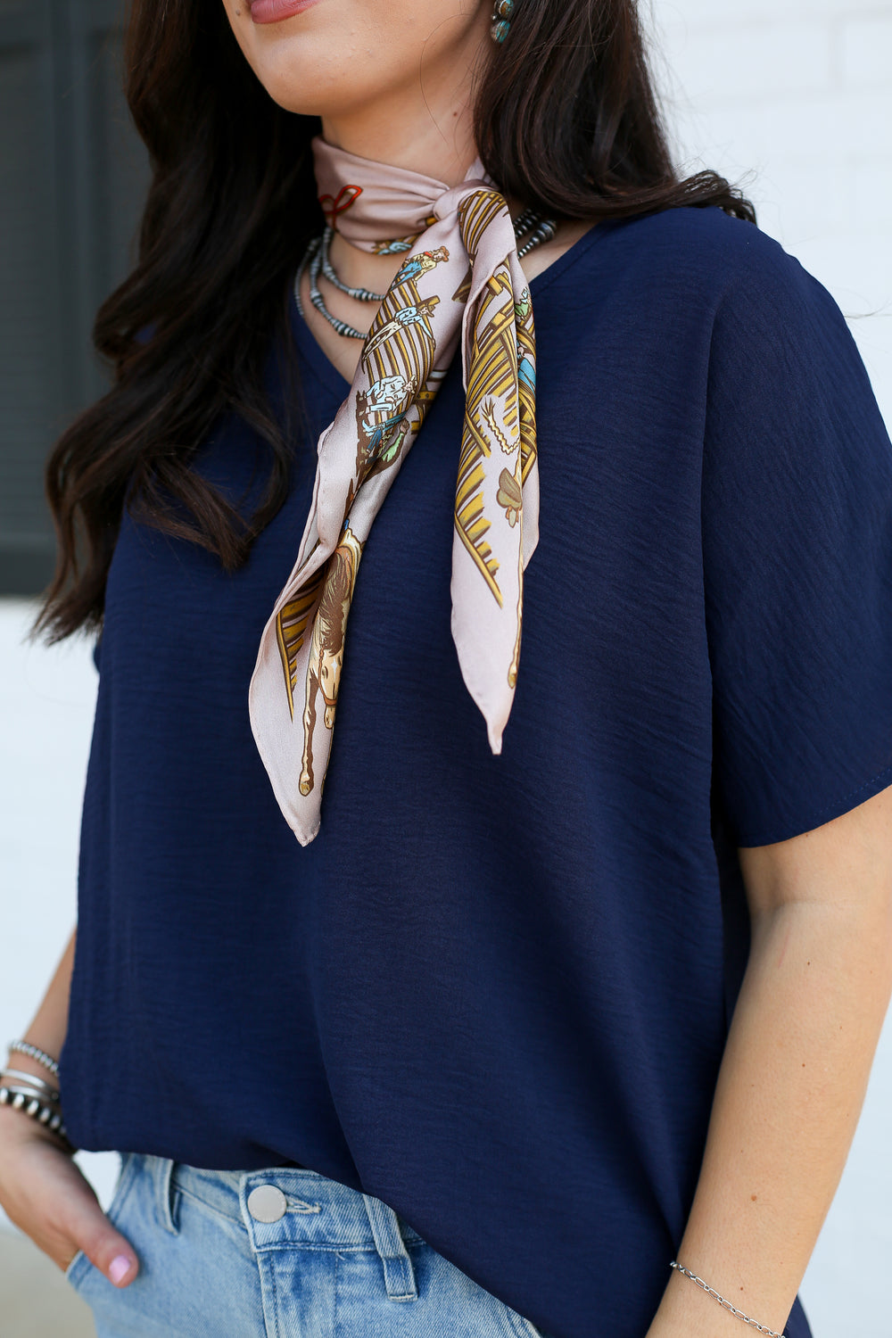 Navy Vidalia V-Neck Top