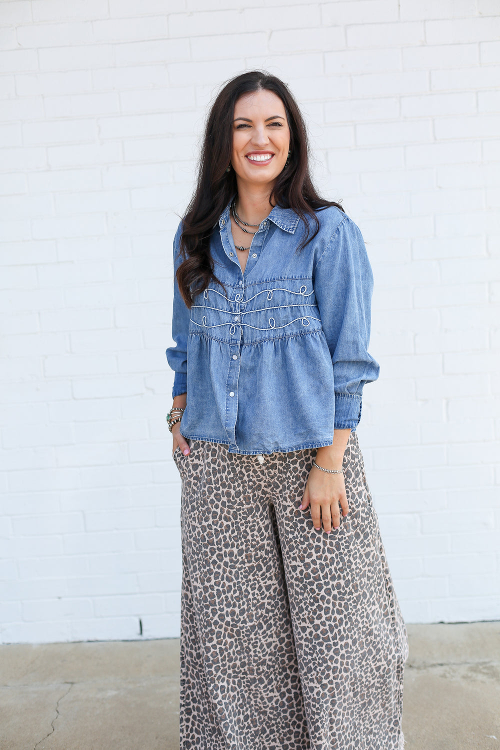 Denim Loopty Lou Long Sleeve Top