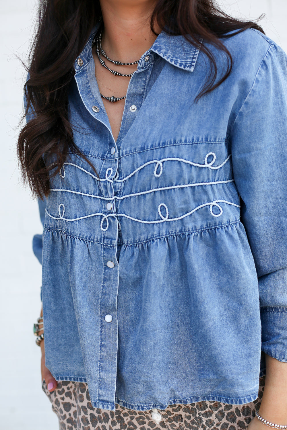 Denim Loopty Lou Long Sleeve Top