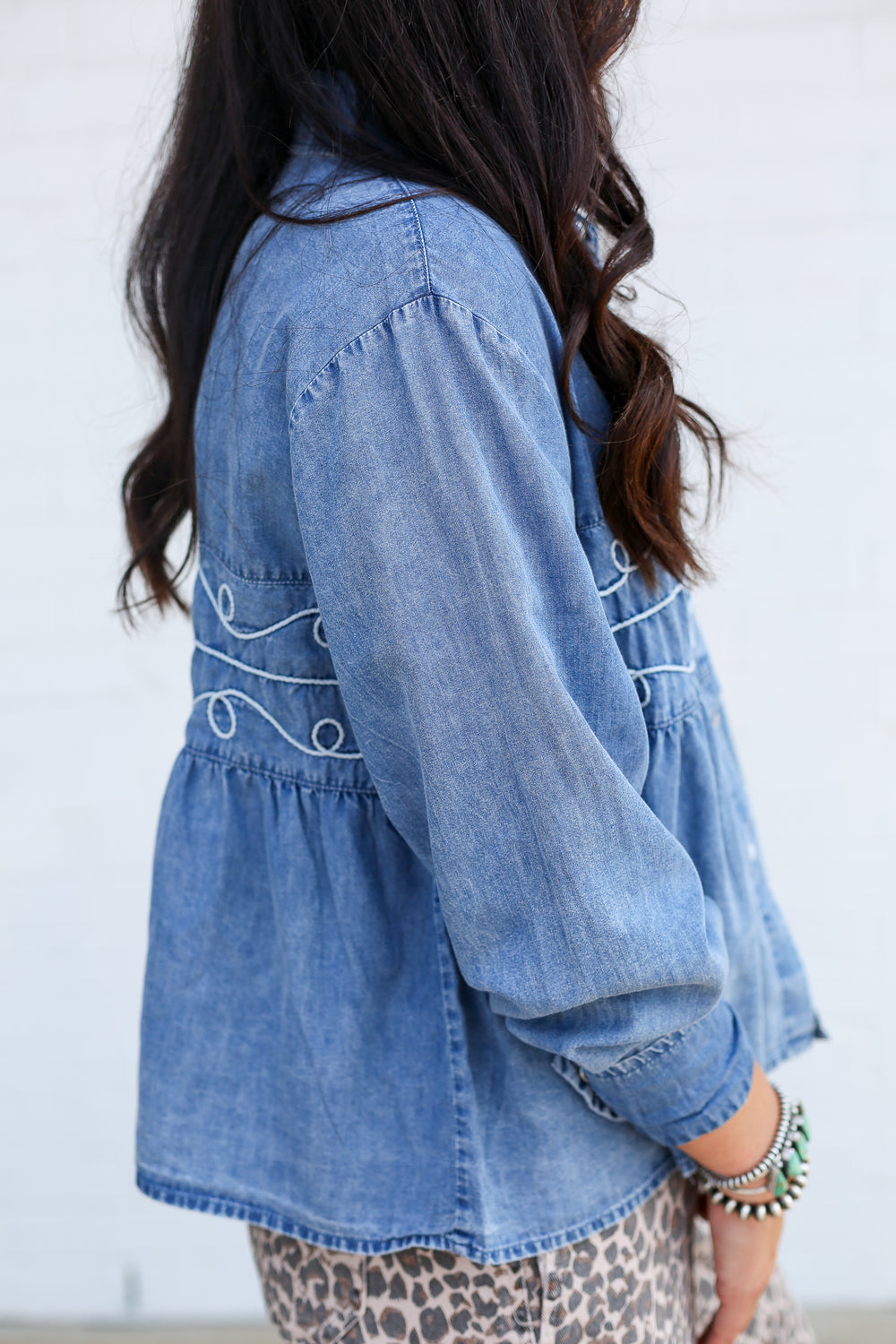 Denim Loopty Lou Long Sleeve Top