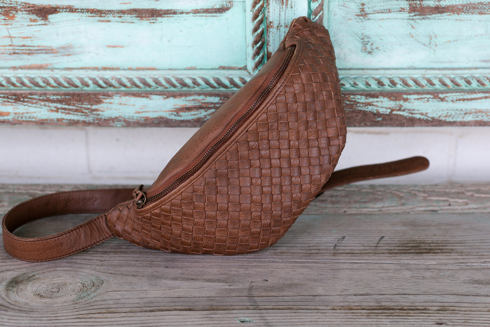 Brown Woven Sling Bag