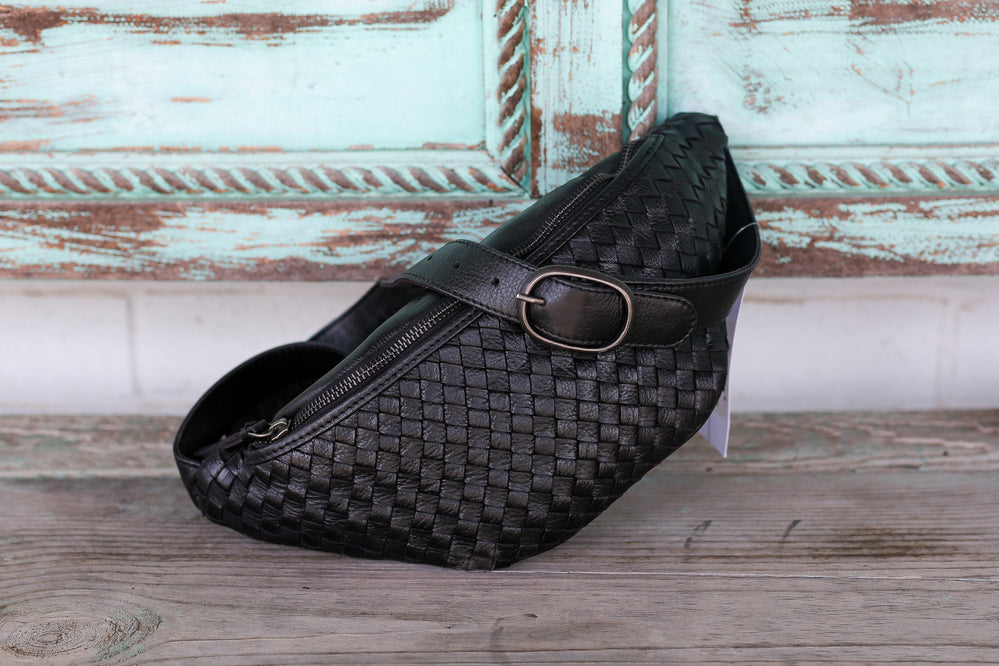 Black Woven Sling Bag