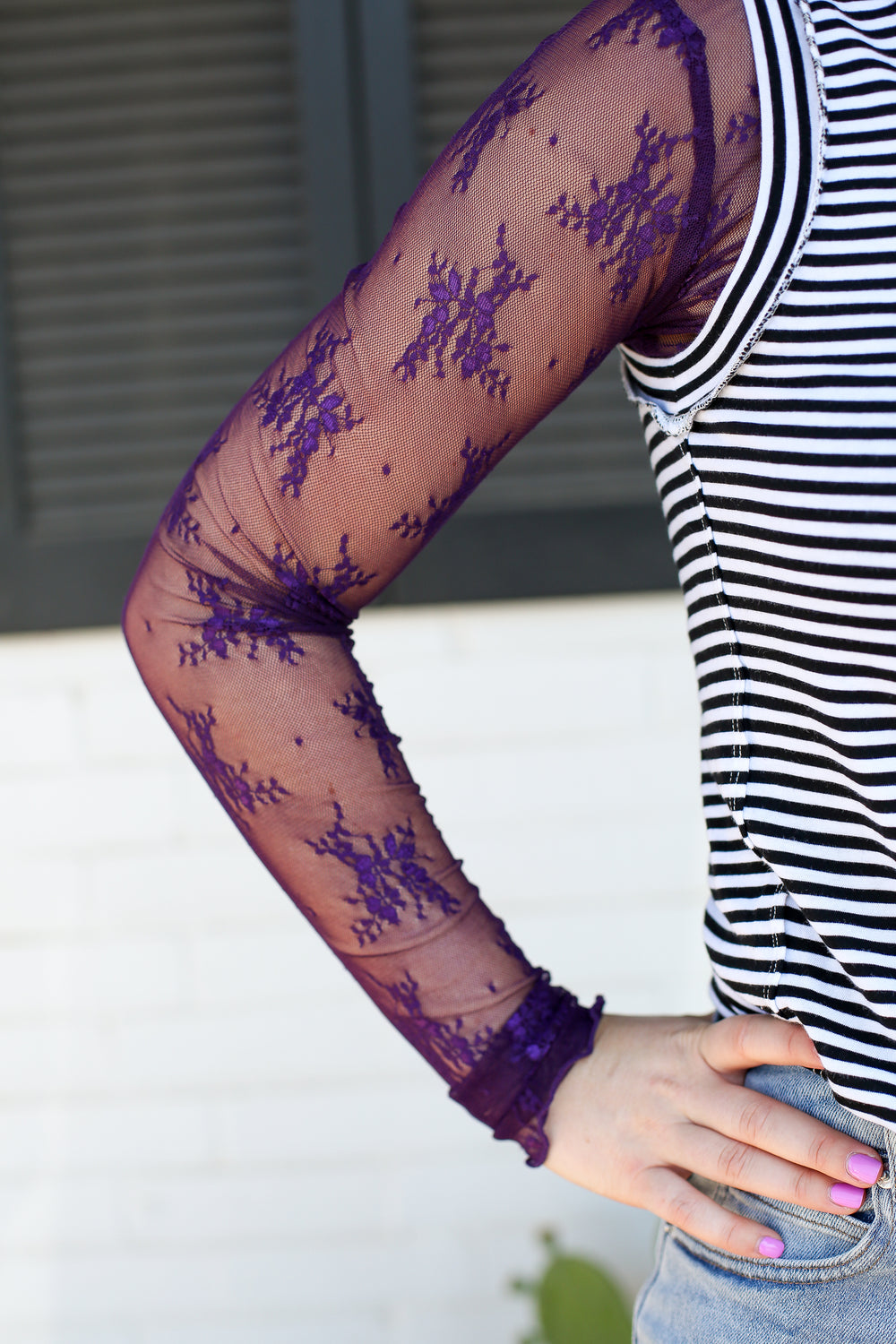 Purple Sheer Lace Style Top