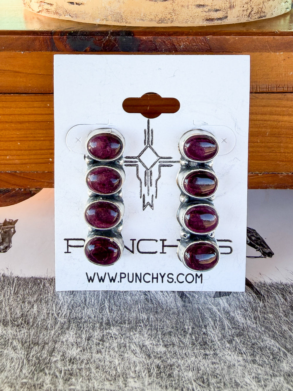 Purple Spiny Littlewood 4 Stone Earrings