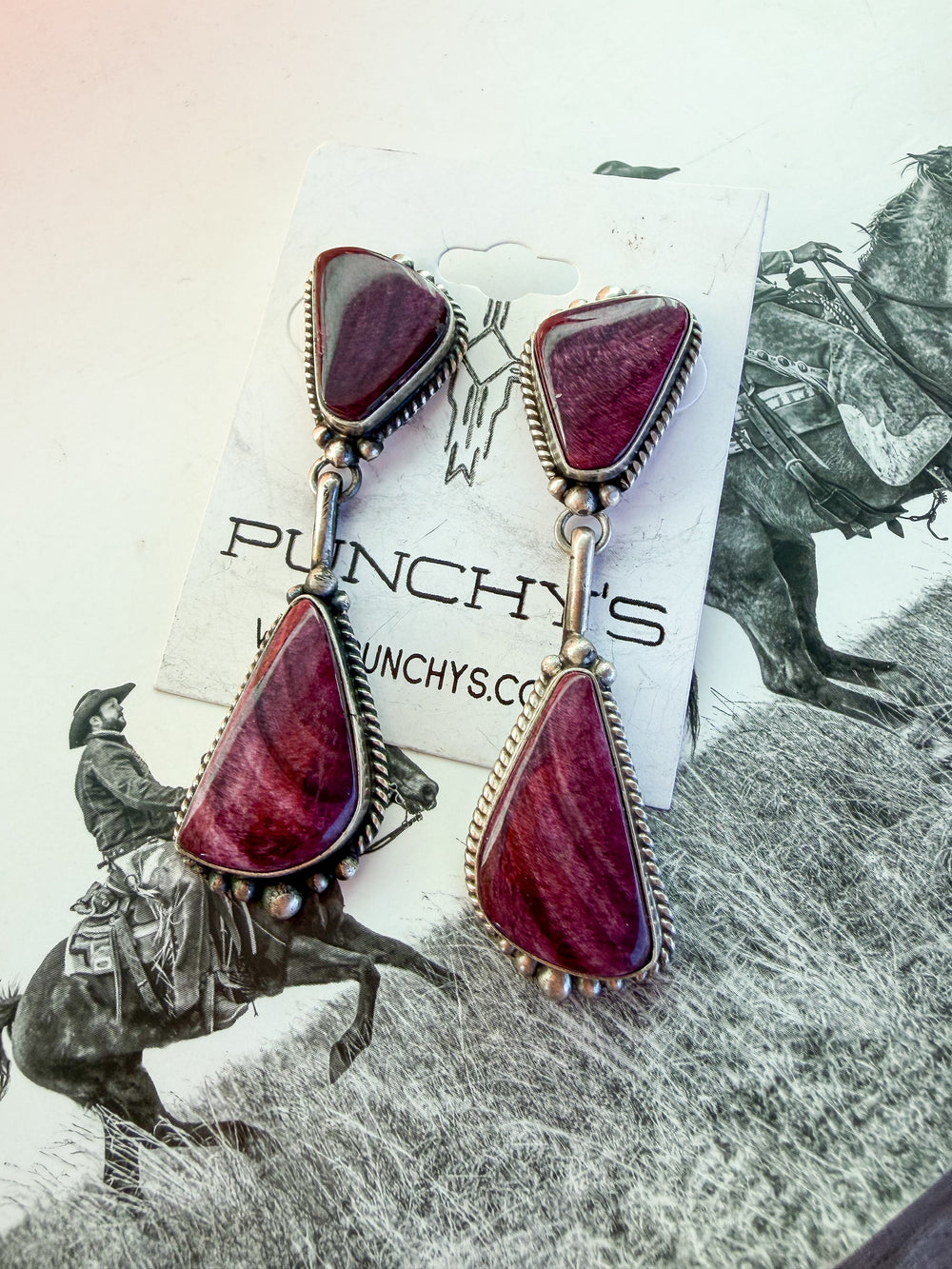 Purple Spiny Triangle Dangle Earring