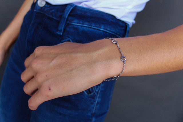 18K White Gold Plated Horseshoe Charm Bracelet