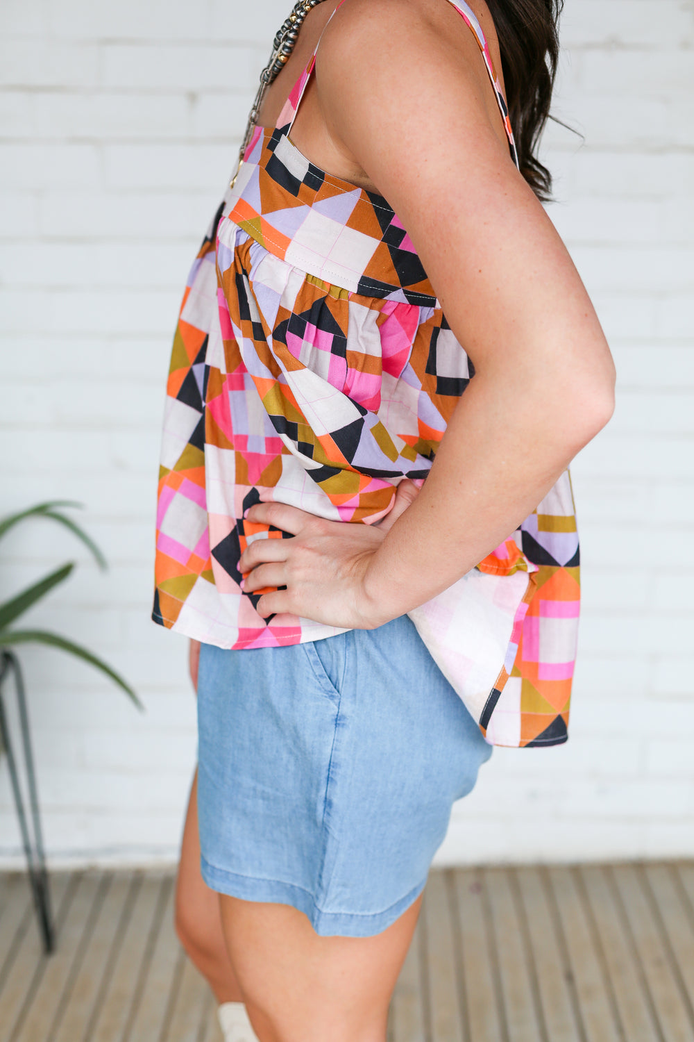 Quilted Corral Print Tank