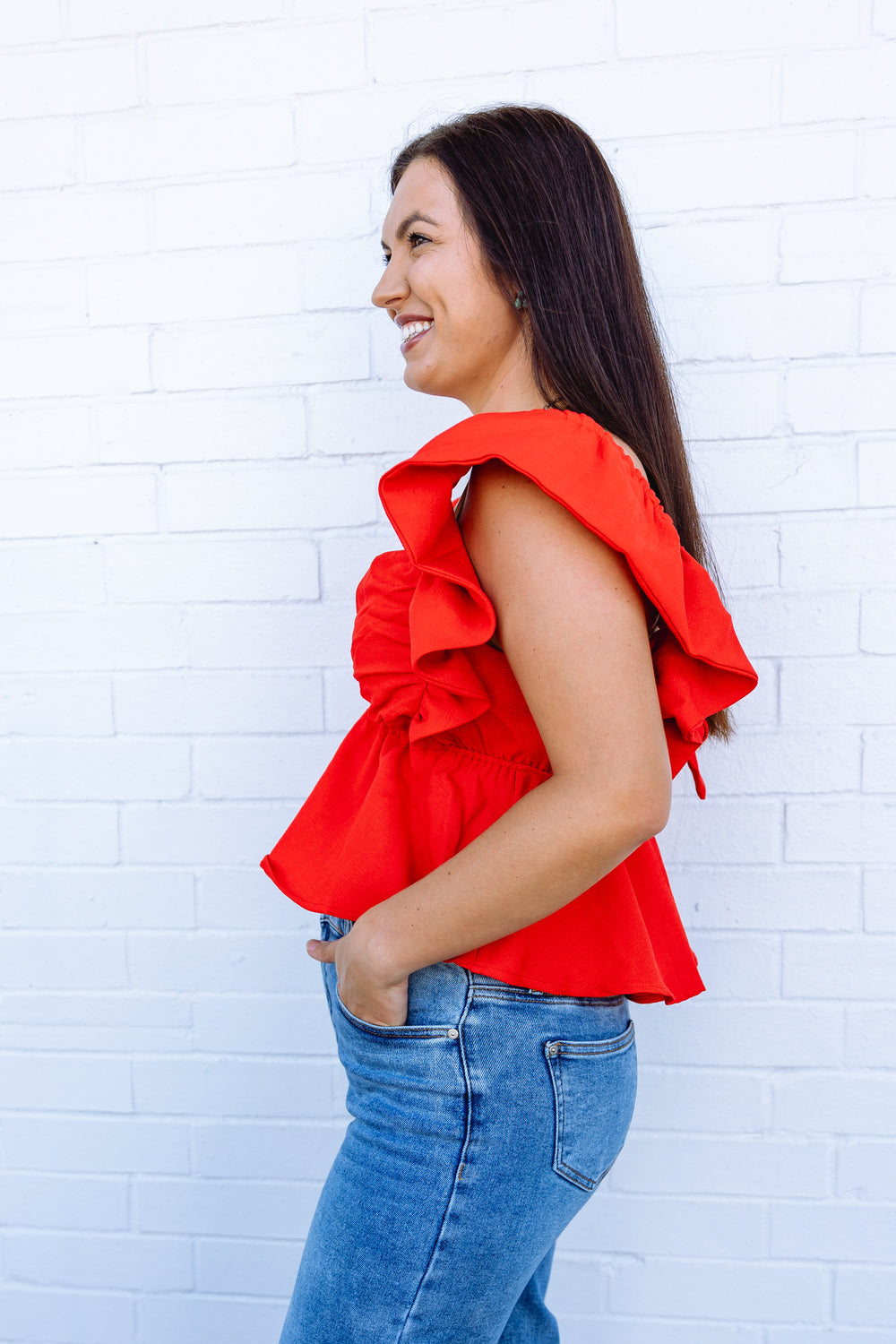 Red Peplum Top