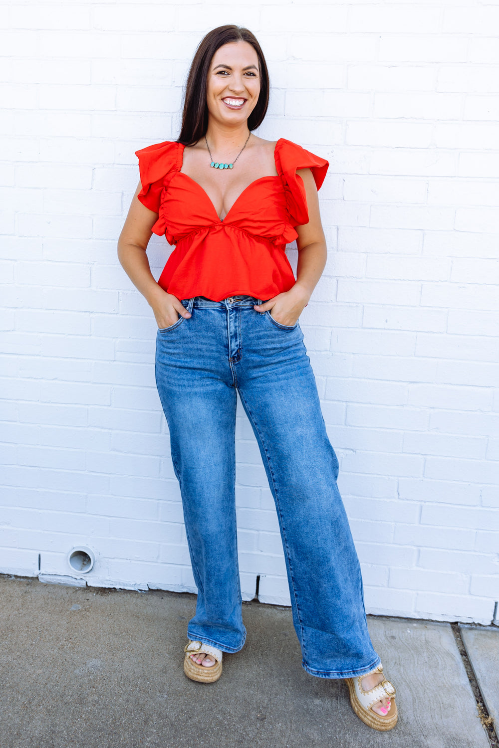 Red Peplum Top