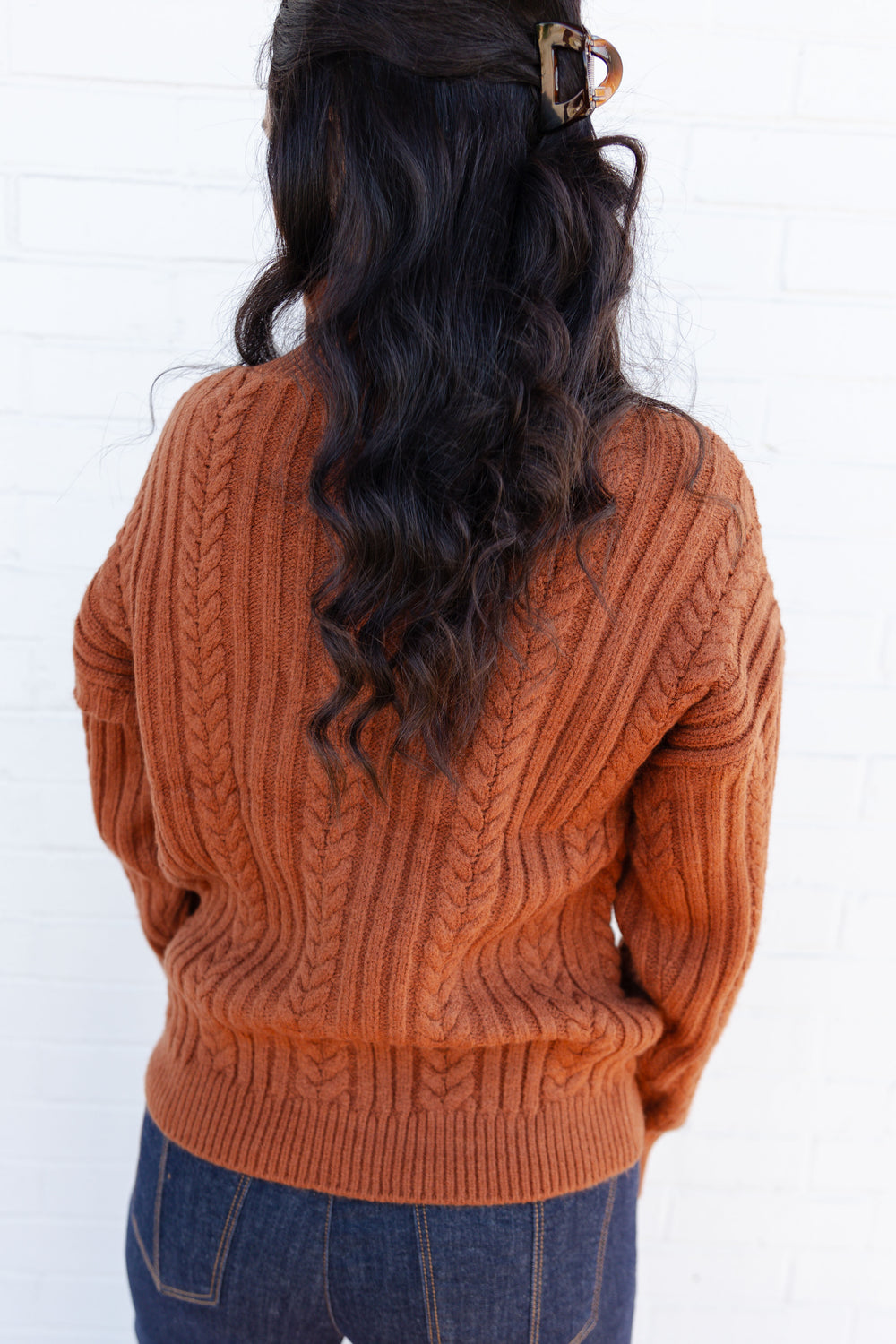 Rust Quarter Zip Knit Sweater