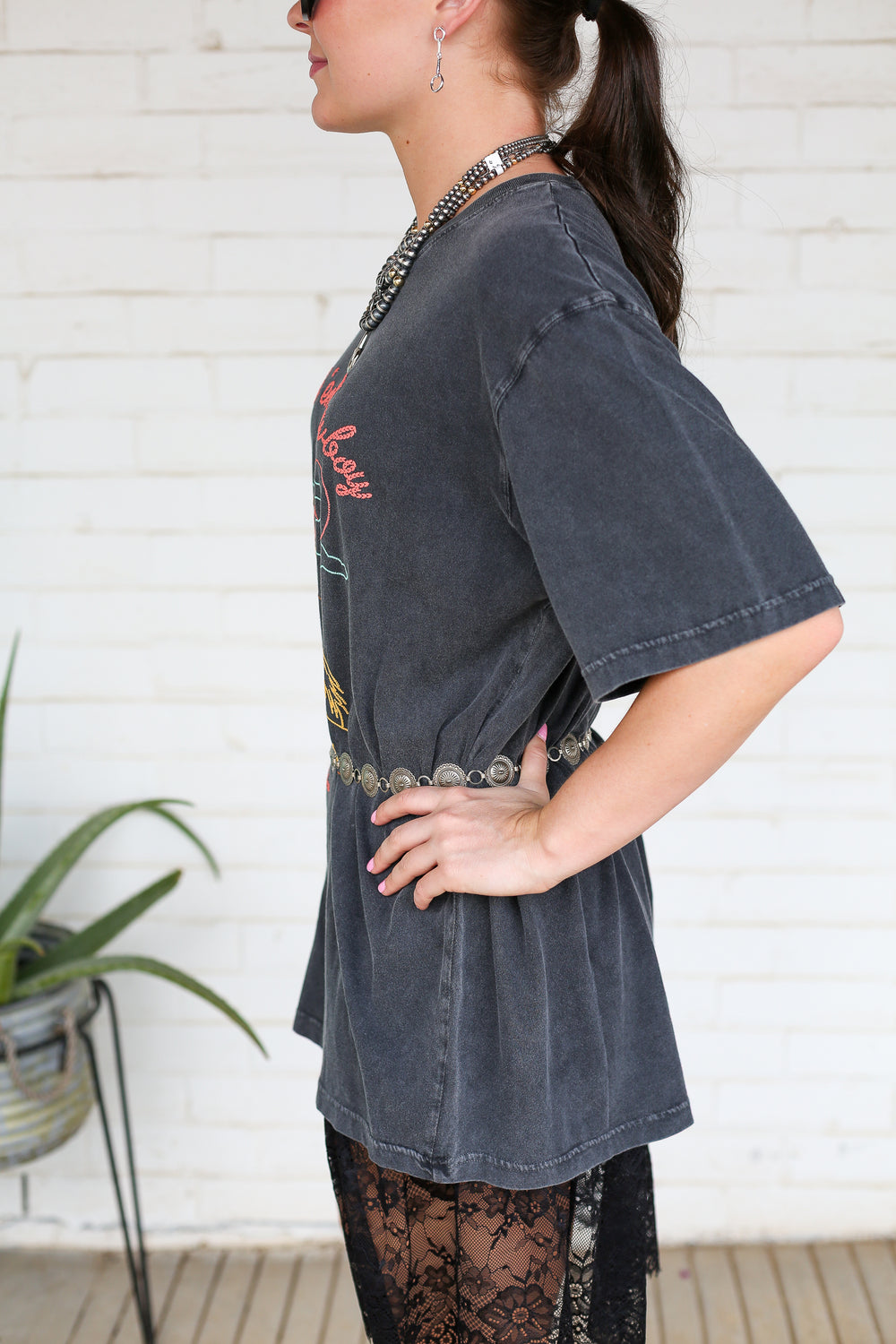 Ride Em Cowboy Embroidered Black Tee