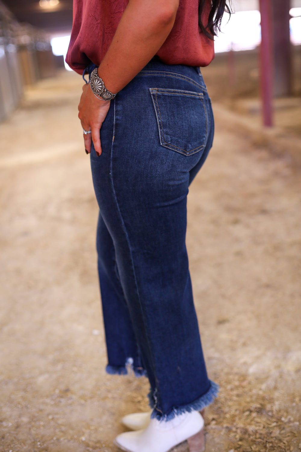 Risen Mid Rise Crop Wide Leg Jeans