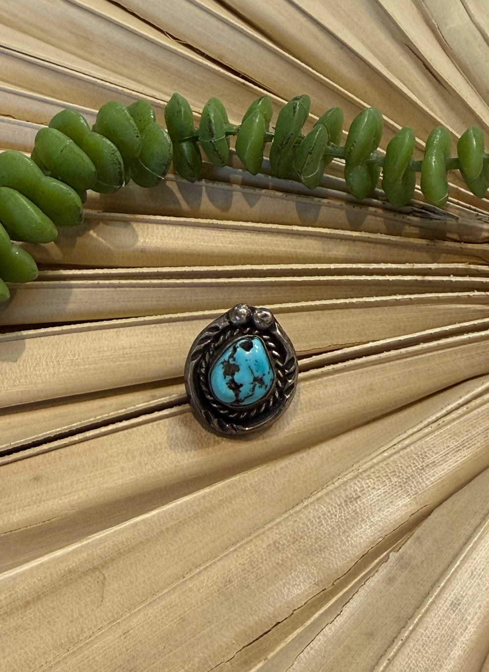Roped Edge Turquoise Pin