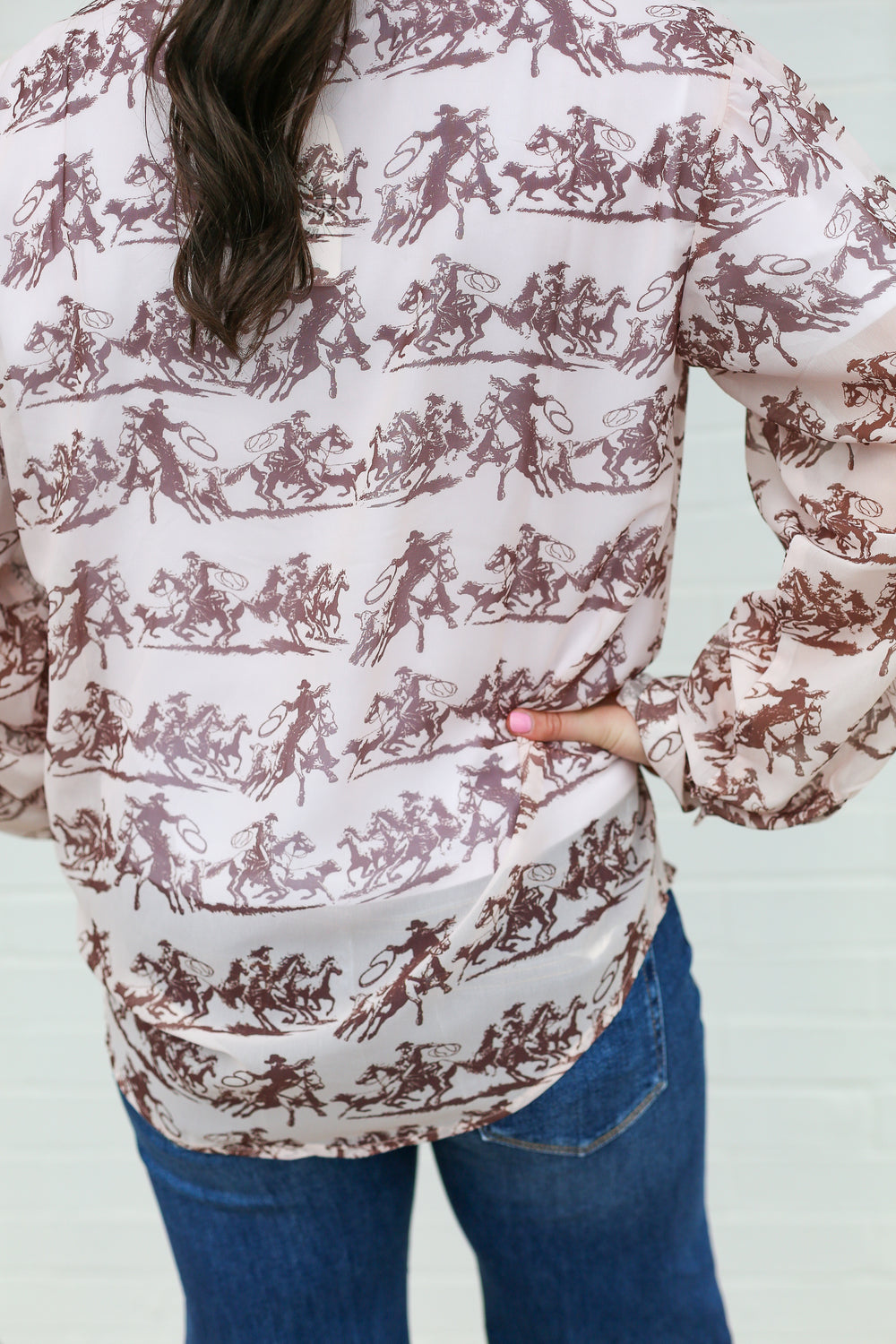 Roping Cowboy Sheer Blouse