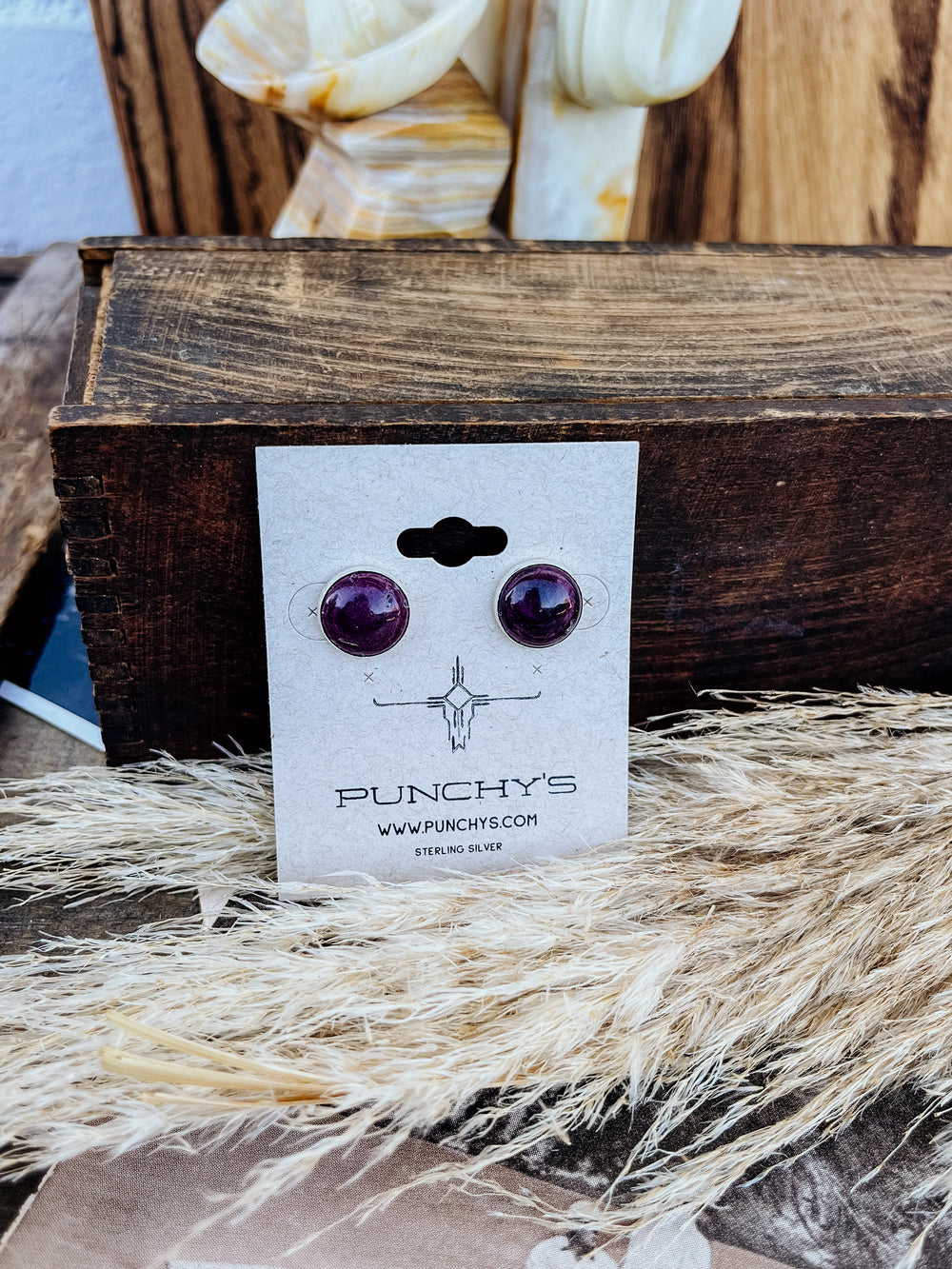 Round Purple Spiny Stud Earrings