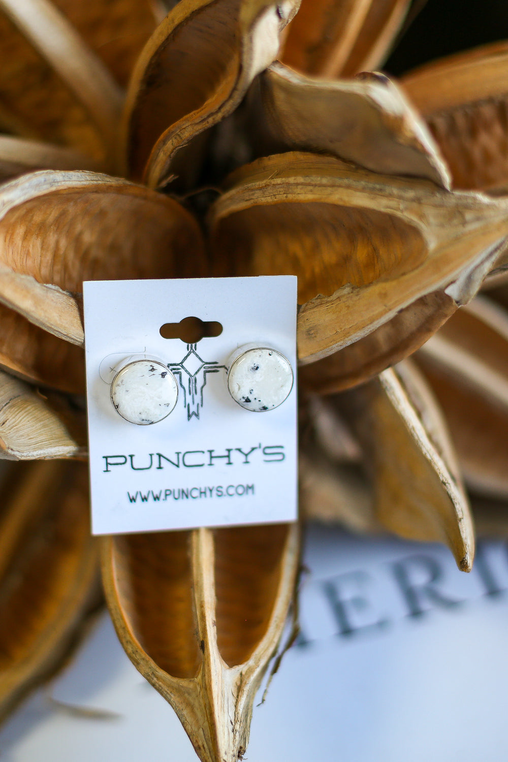 Round White Buffalo Earrings 1.0