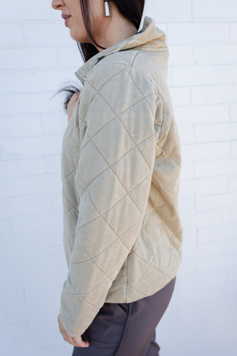 Sand Quilted Quarter Zip