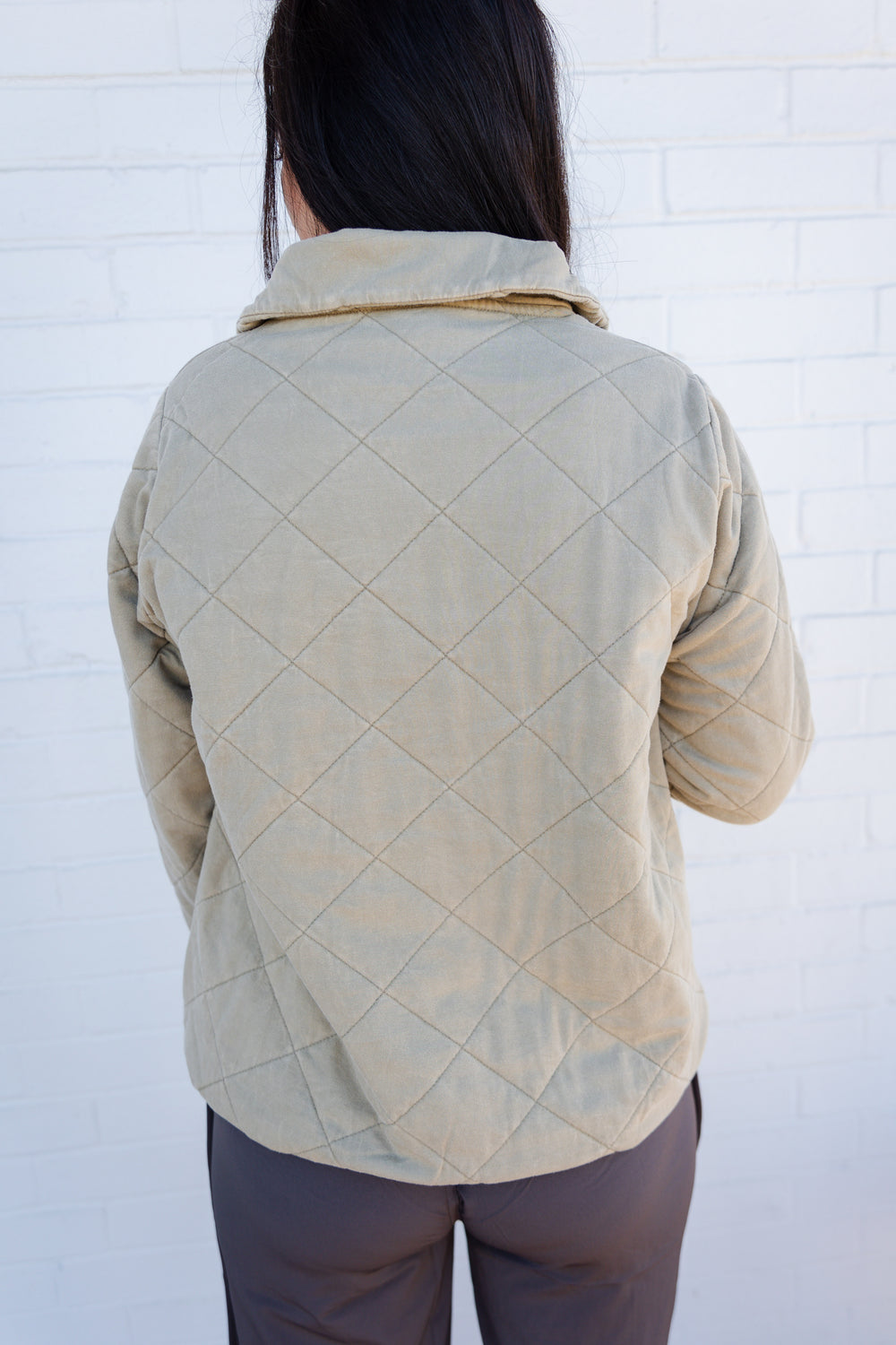 Sand Quilted Quarter Zip