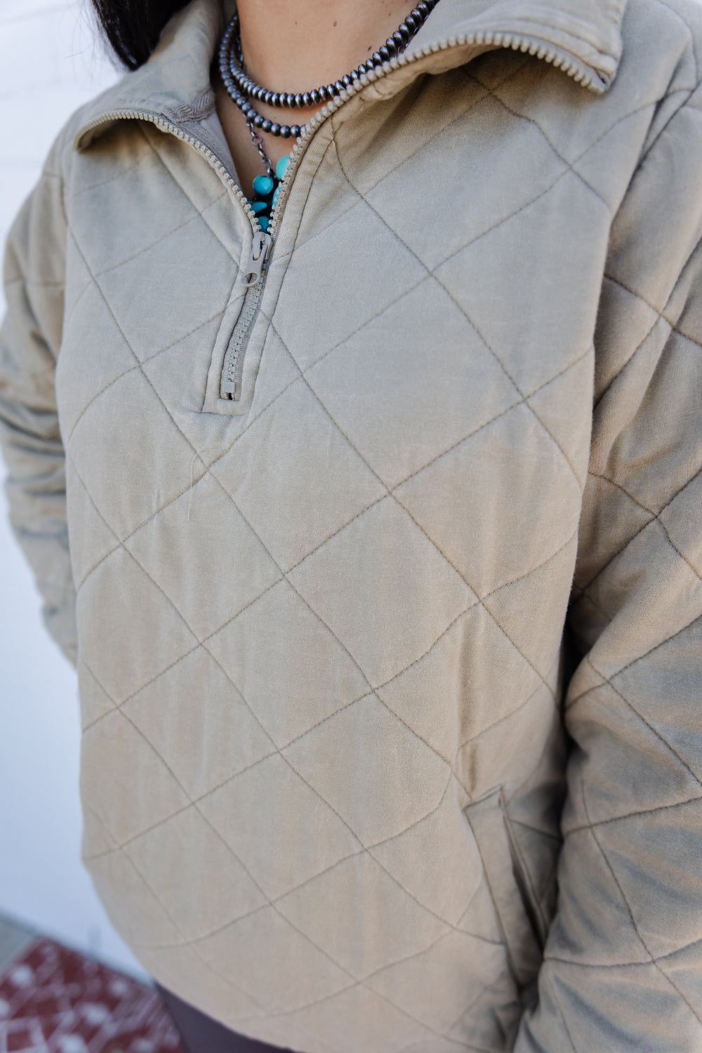 Sand Quilted Quarter Zip