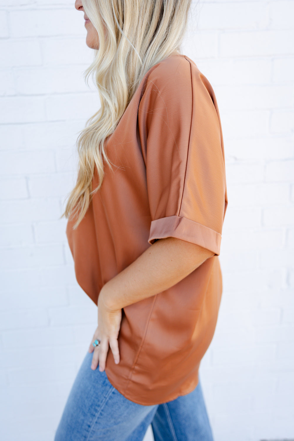 Satin Rust Oversized Top