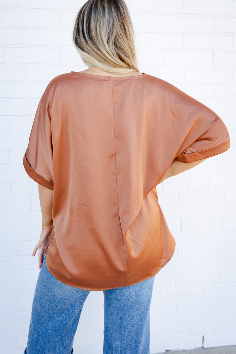 Satin Rust Oversized Top