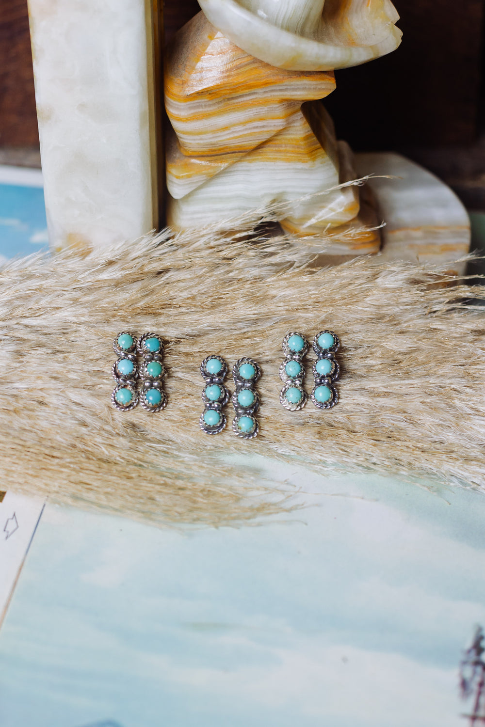 Single File Turquoise Earrings