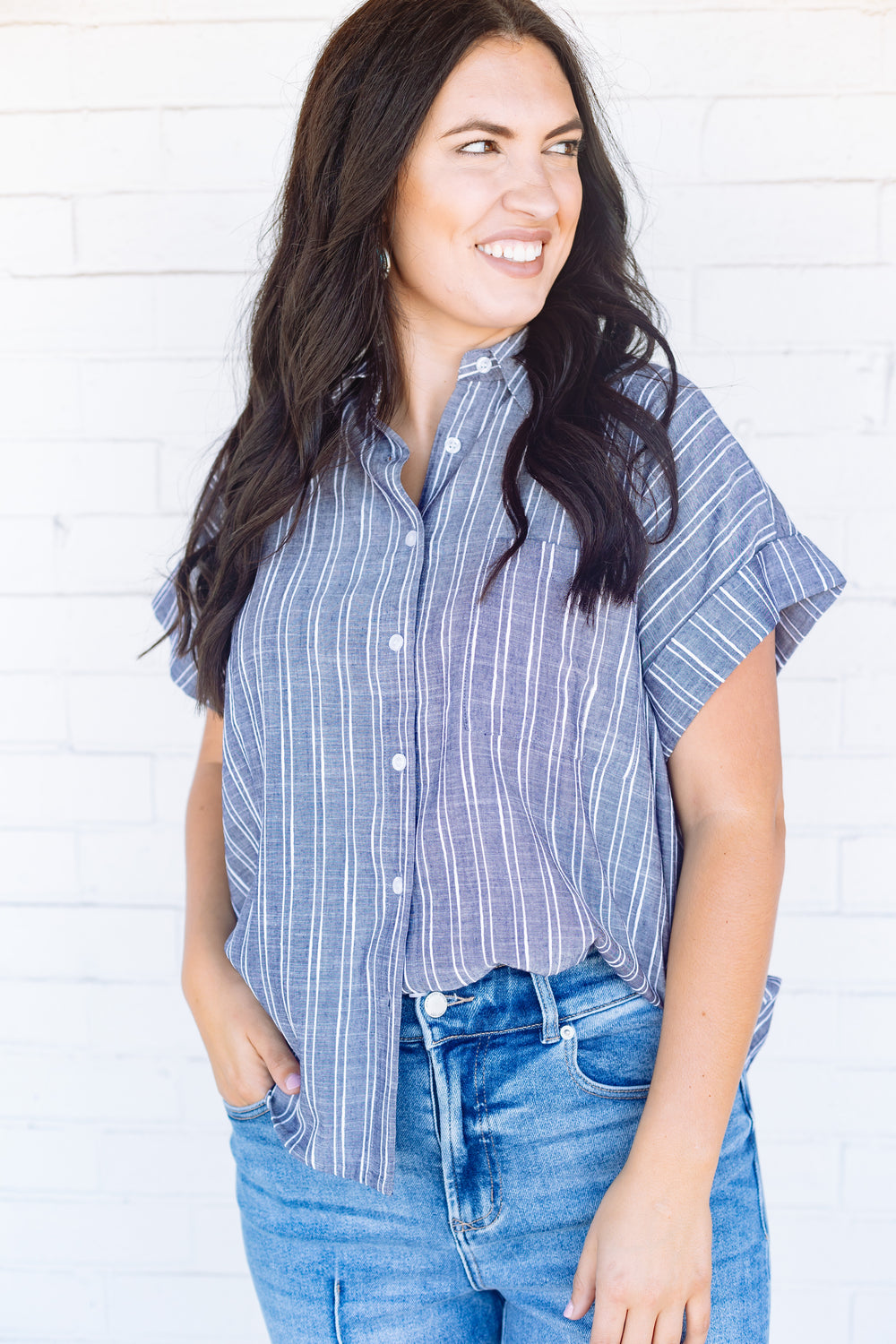 Striped Denim Button Down