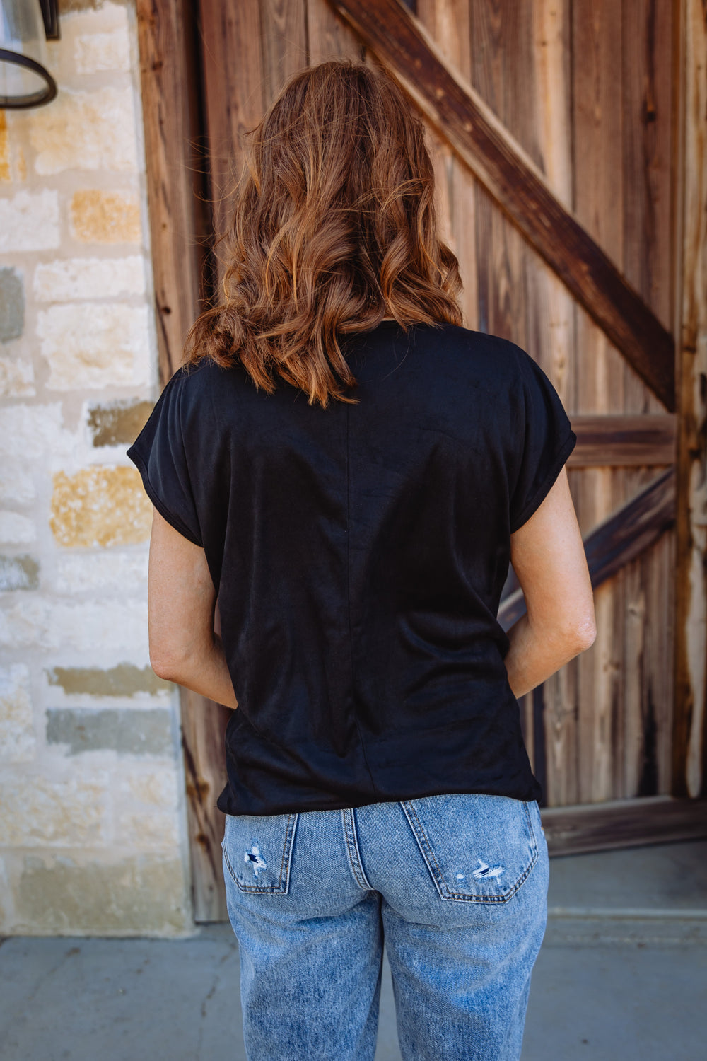 Suede Basic Lacey Tee Black