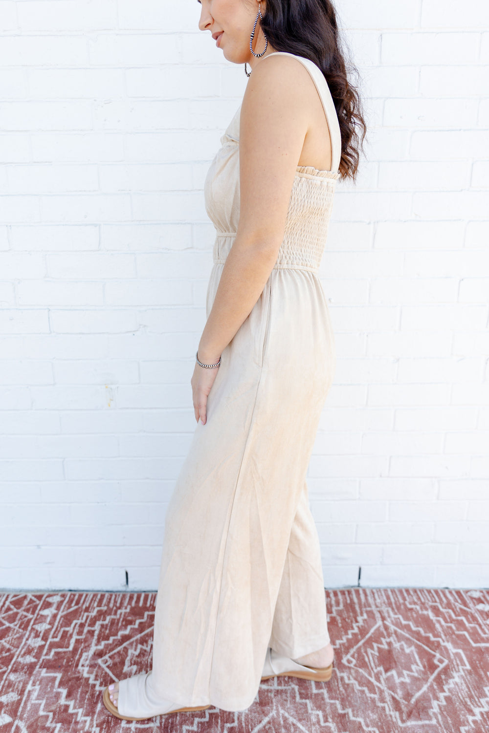 Suede Wide Leg Jumpsuit