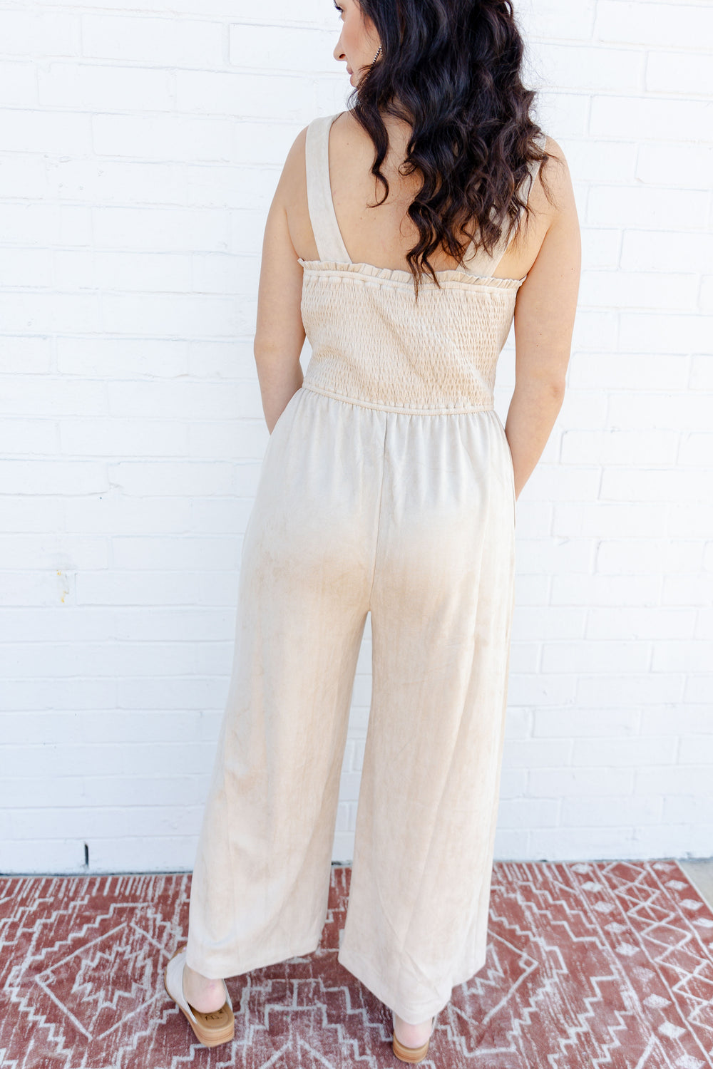 Suede Wide Leg Jumpsuit