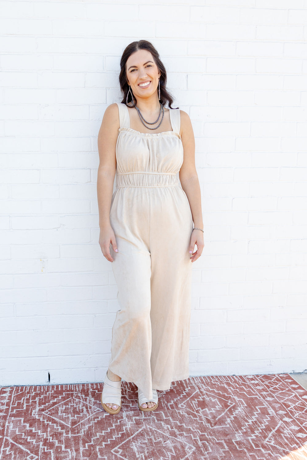 Suede Wide Leg Jumpsuit