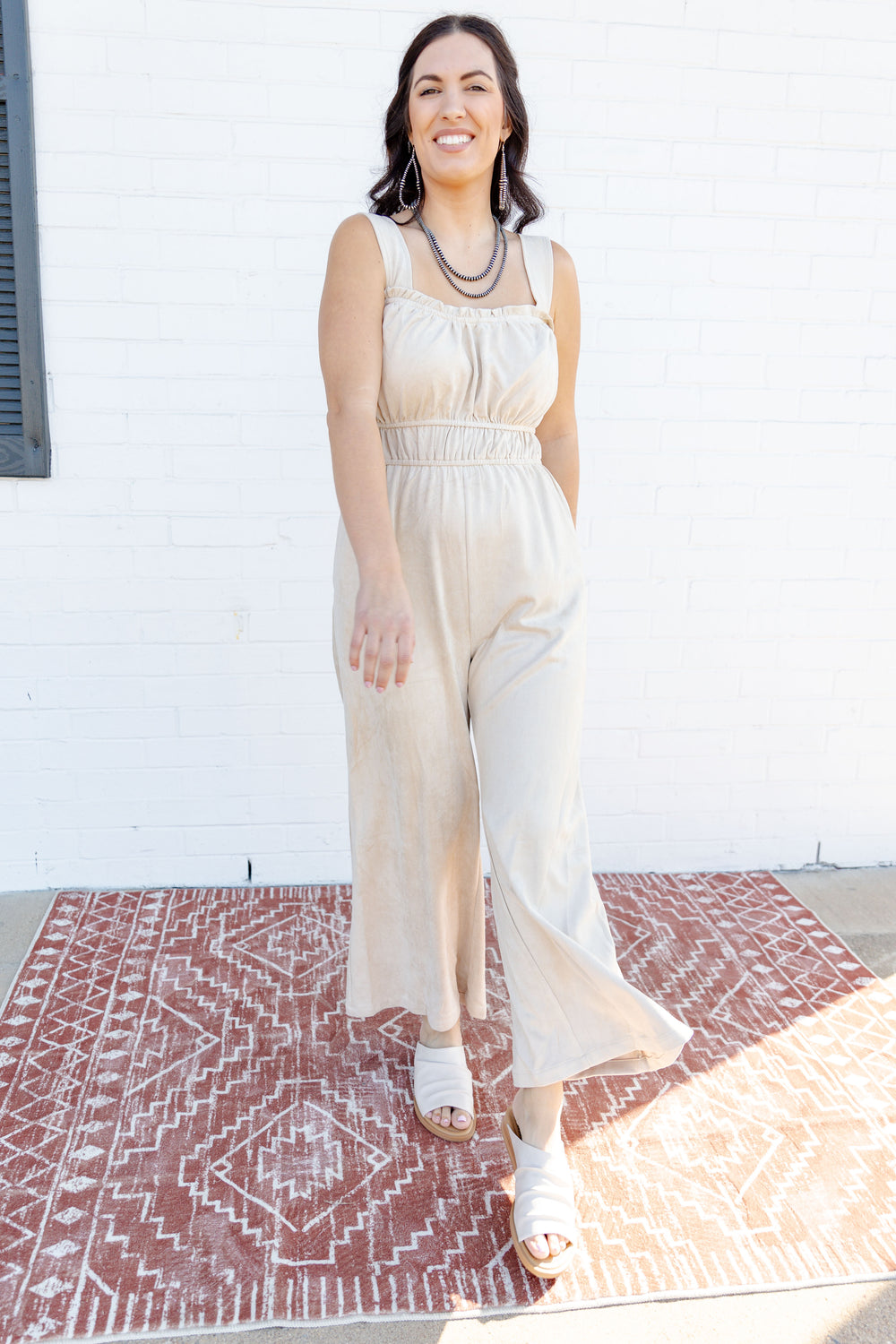 Suede Wide Leg Jumpsuit