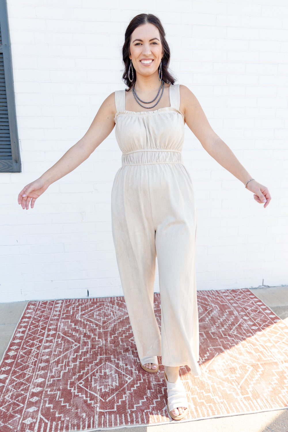 Suede Wide Leg Jumpsuit