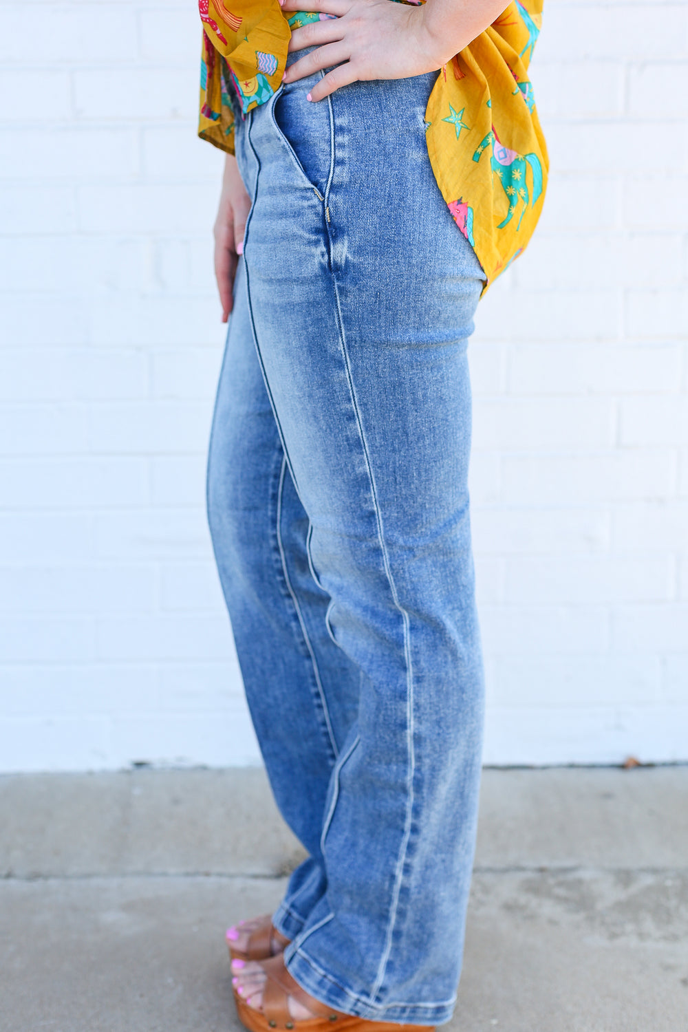 Sammie Straight Leg High Rise Line Jeans